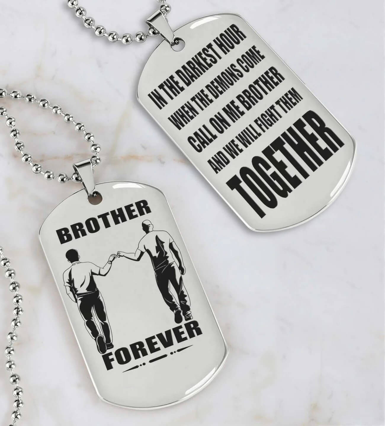 Viking Engraved Dog Tag - Double Sided Brother Forever Gift