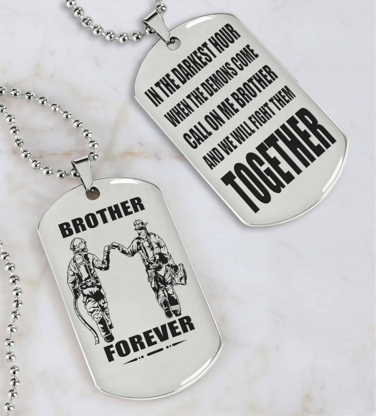 Viking Engraved Dog Tag - Double Sided Brother Forever Gift