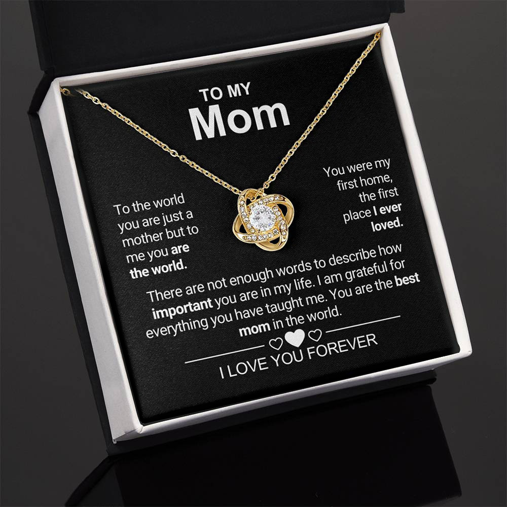 To My Dear Mom - Interlocking Heart Necklace