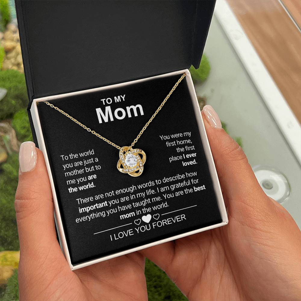 To My Dear Mom - Interlocking Heart Necklace