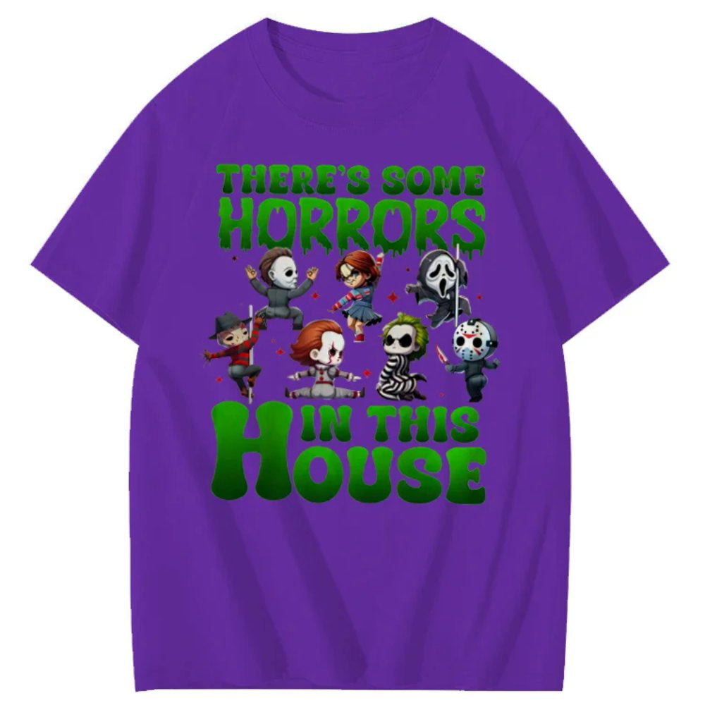 There's Some Horros In This House Pattern Print  T-Shirt