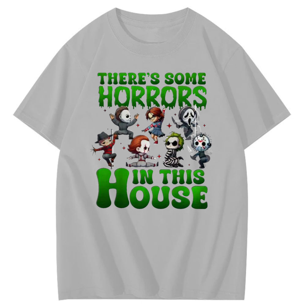 There's Some Horros In This House Pattern Print  T-Shirt