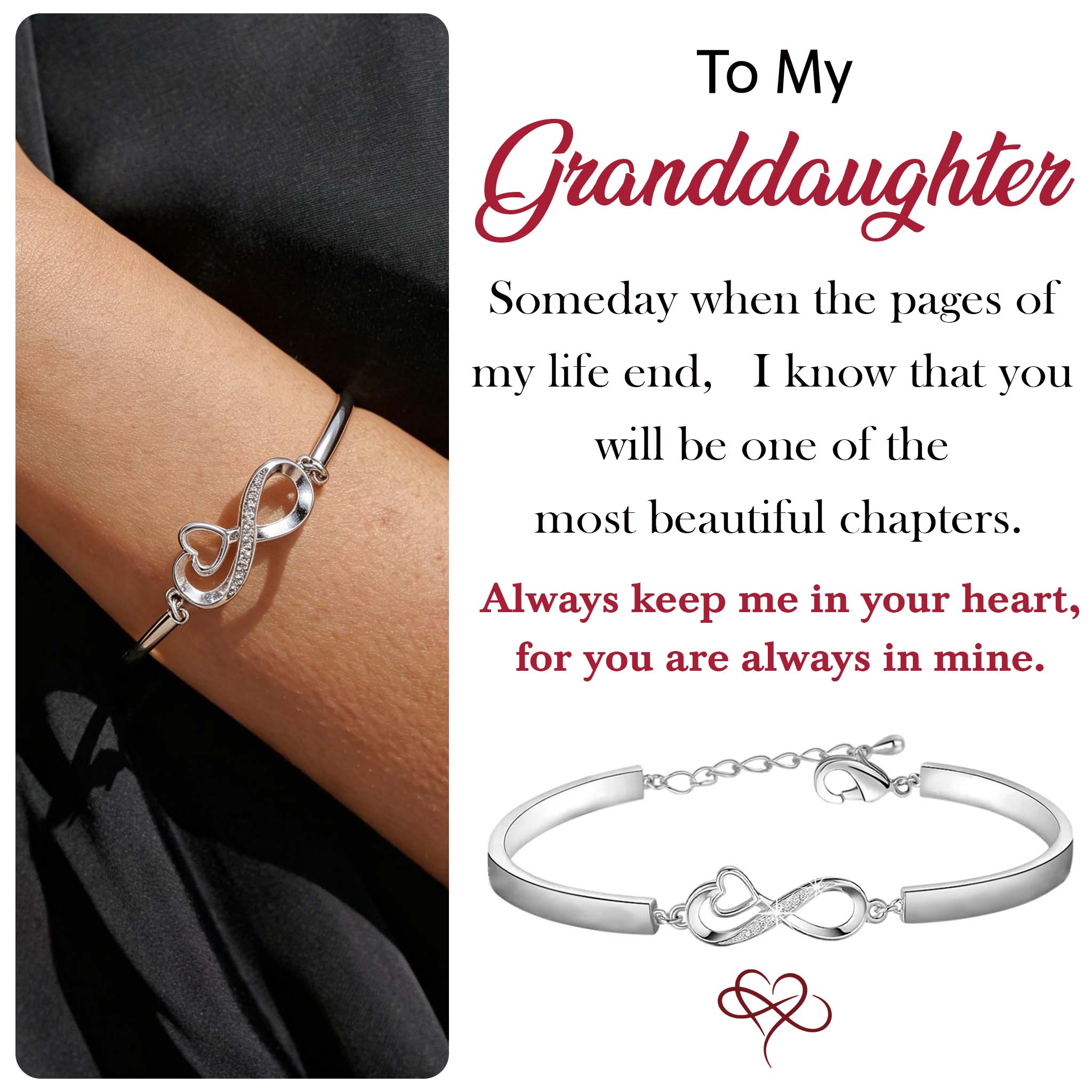 To My Granddaughter - Keep Me In Your Heart Infinity Bracelet