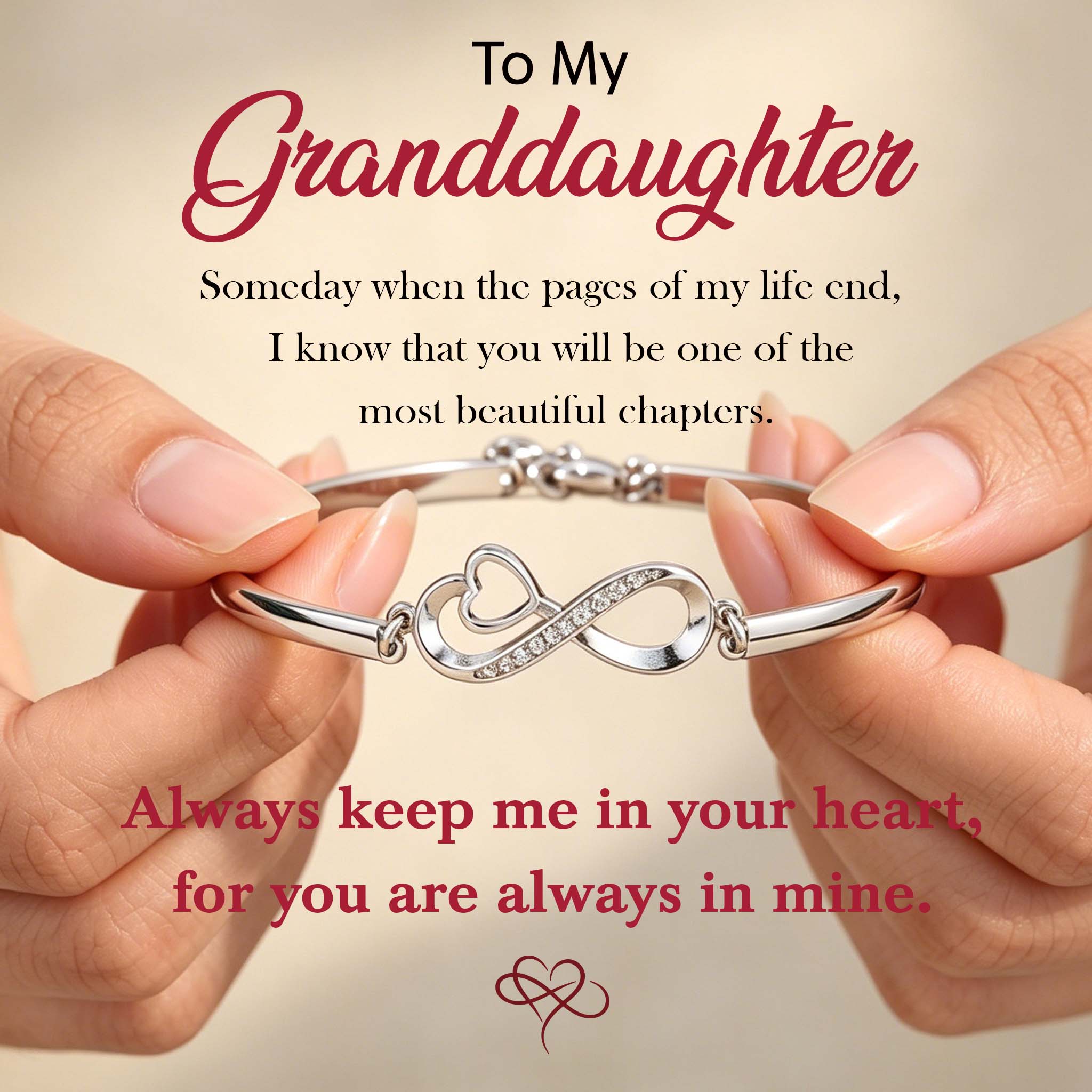 To My Granddaughter - Keep Me In Your Heart Infinity Bracelet