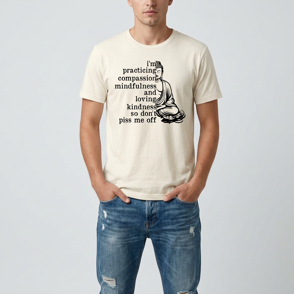 Practicing Compassion - Funny Mindfulness Buddha T-Shirt