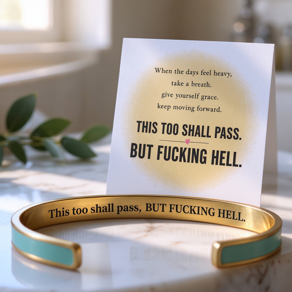This Too Shall Pass - Hidden Message Inspirational Cuff Bracelet