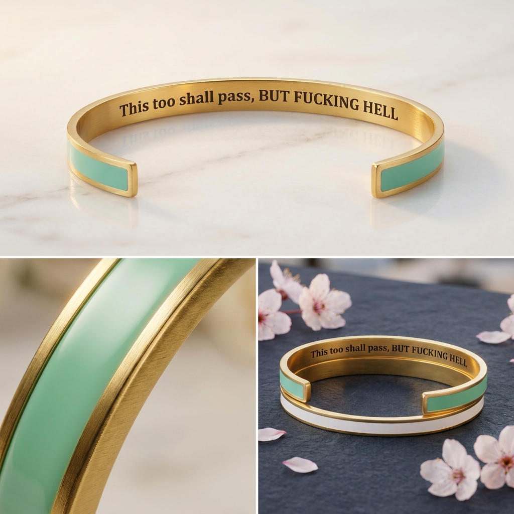 This Too Shall Pass - Hidden Message Inspirational Cuff Bracelet
