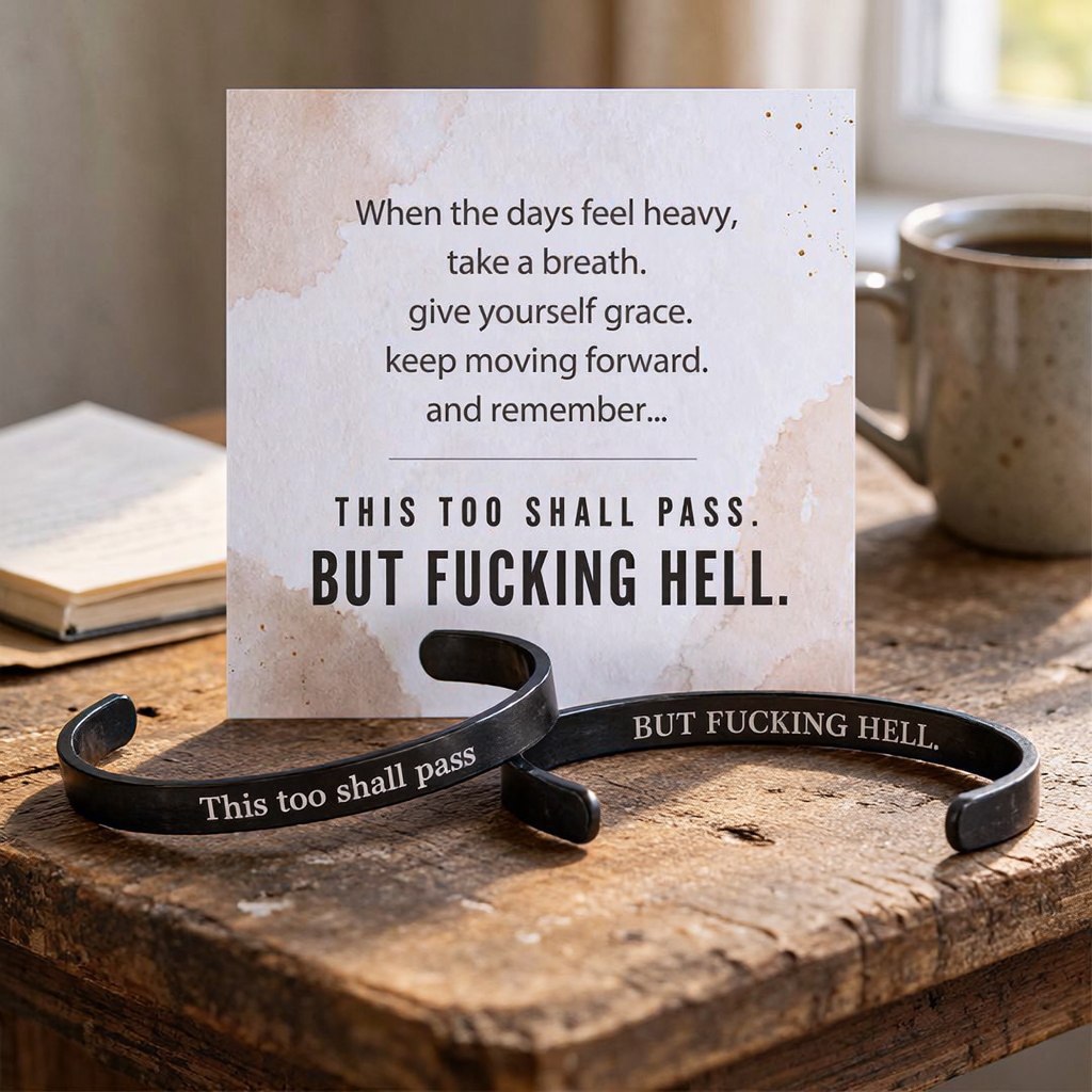 This Too Shall Pass - Mantra Cuff Bracelet