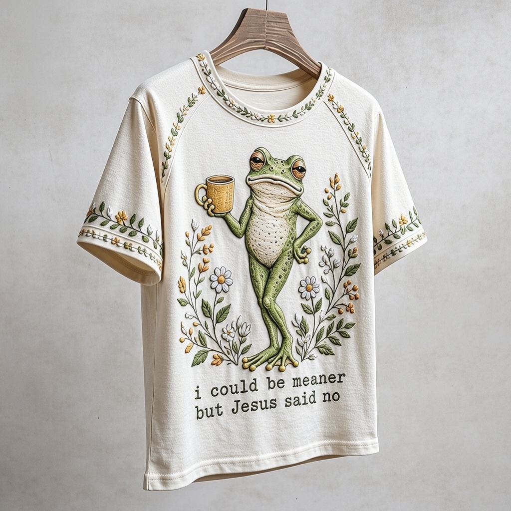 “I Could Be Meaner But Jesus Said No” Printed Casual T-Shirt
