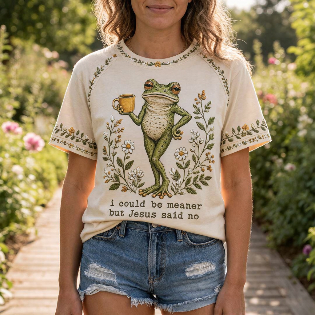 “I Could Be Meaner But Jesus Said No” Printed Casual T-Shirt