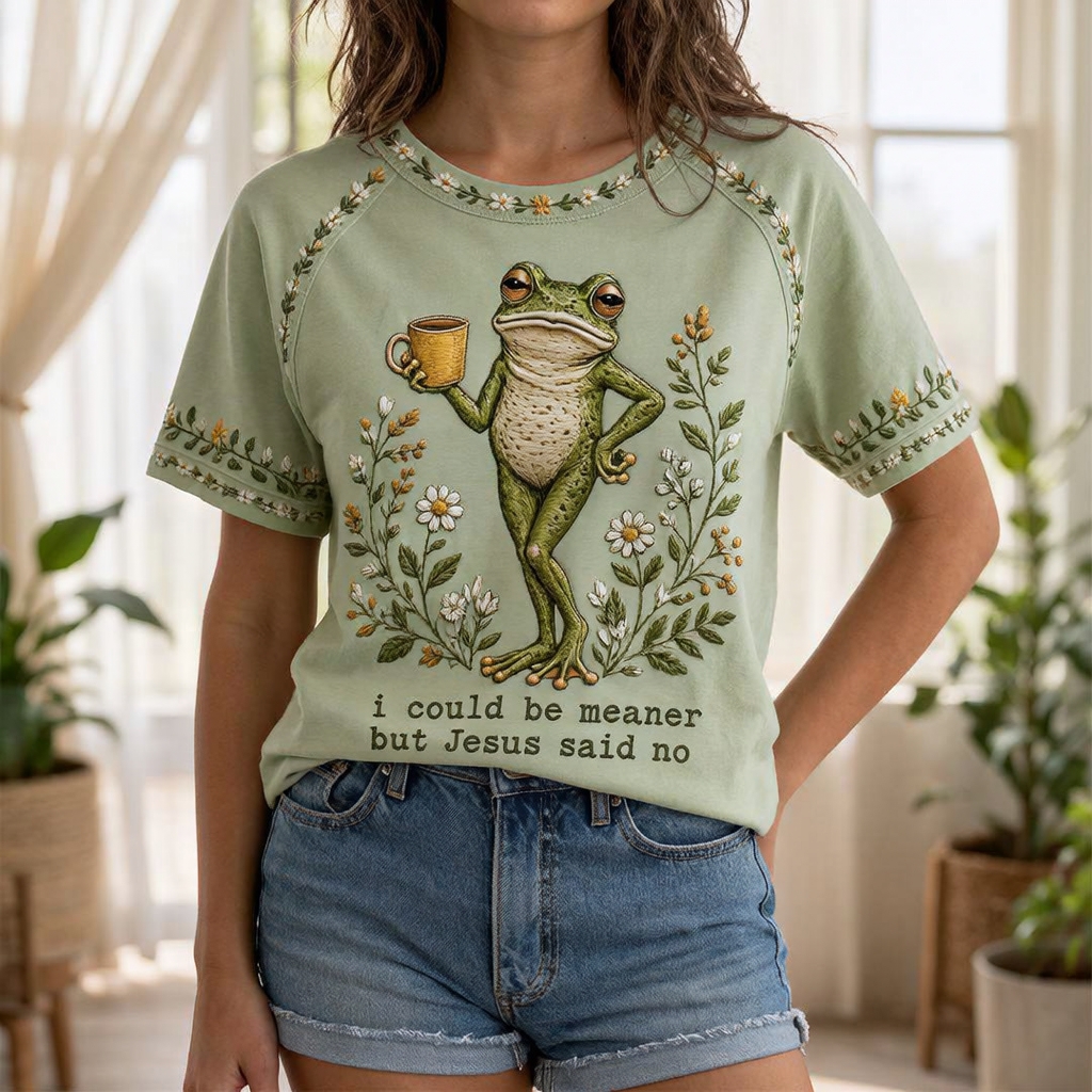 “I Could Be Meaner But Jesus Said No” Printed Casual T-Shirt