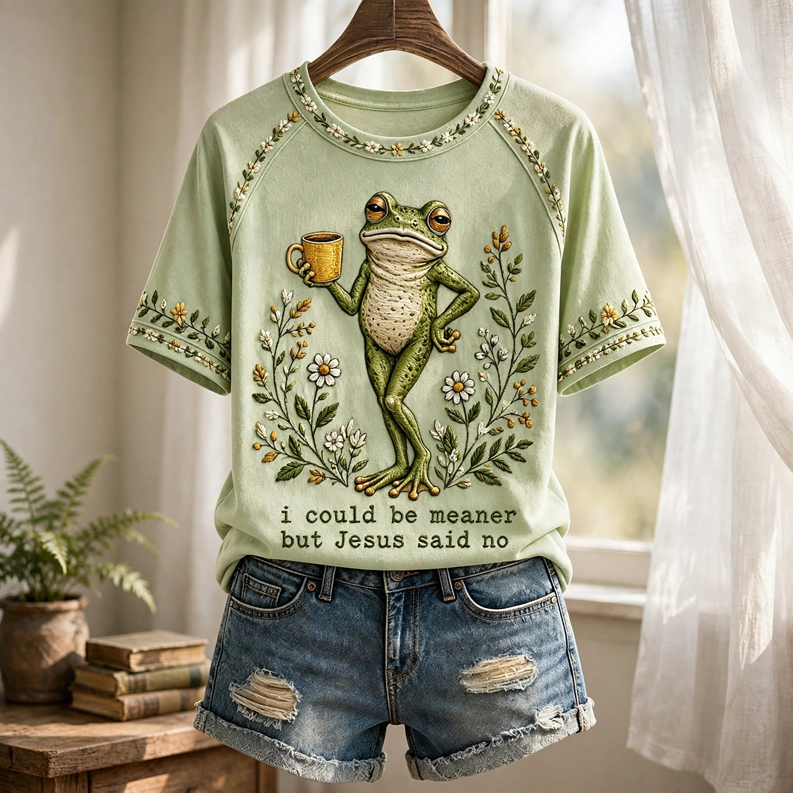 “I Could Be Meaner But Jesus Said No” Printed Casual T-Shirt