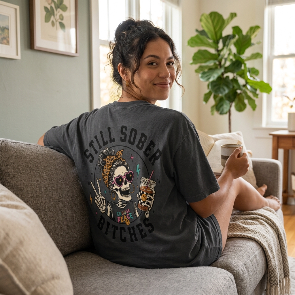 Still Sober Bi♥ches T-shirt - Funny Skeleton Sobriety Tee