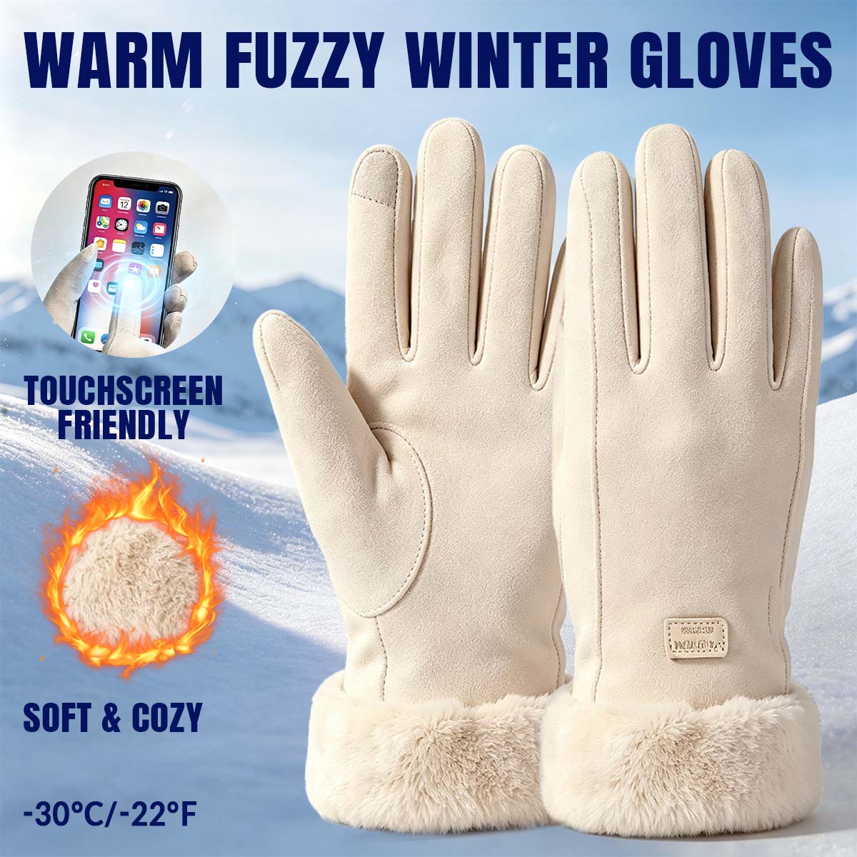 Women's Warm Fuzzy Touchscreen Winter Gloves