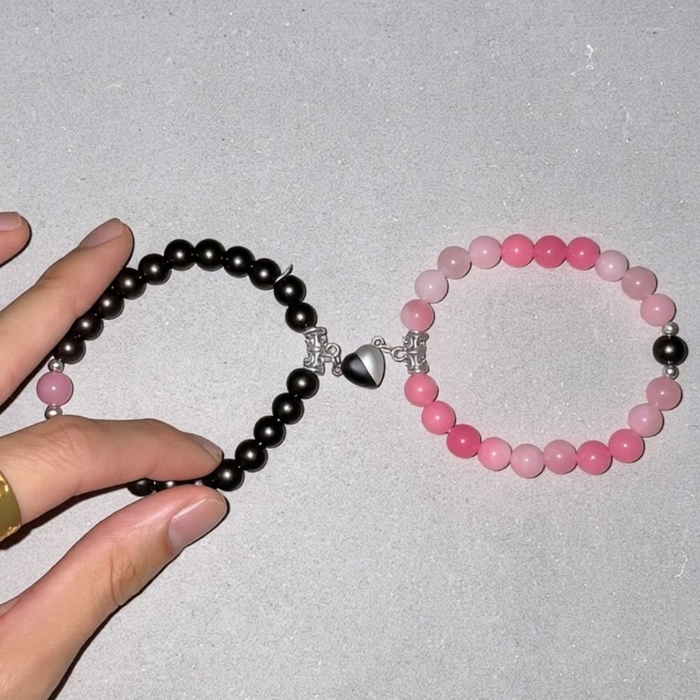 Magnetic Heart Matching Crystal Bead Bracelets