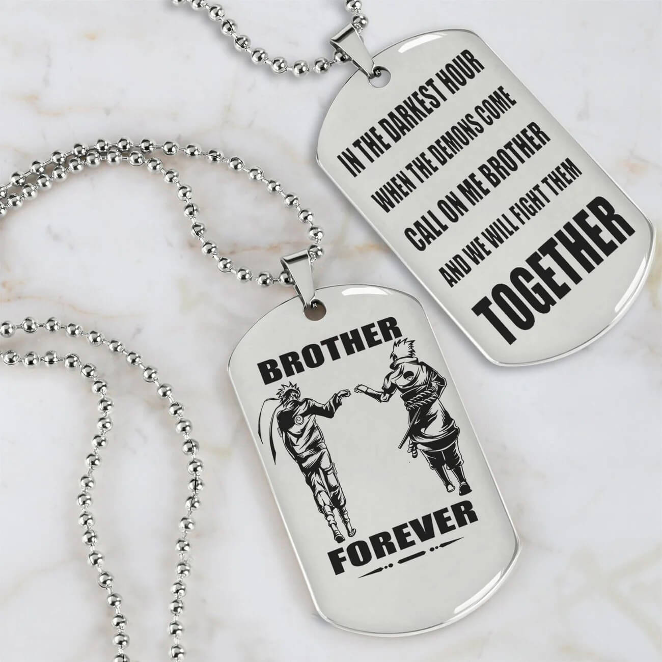 Viking Engraved Dog Tag - Double Sided Brother Forever Gift