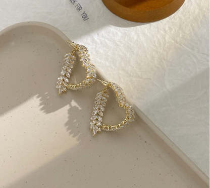 Crystal Heart Zircon Earrings