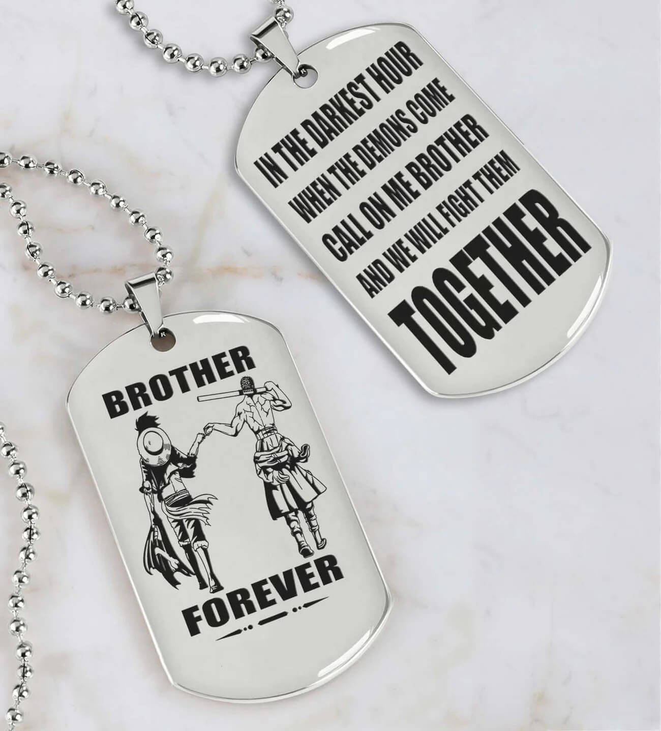 Viking Engraved Dog Tag - Double Sided Brother Forever Gift
