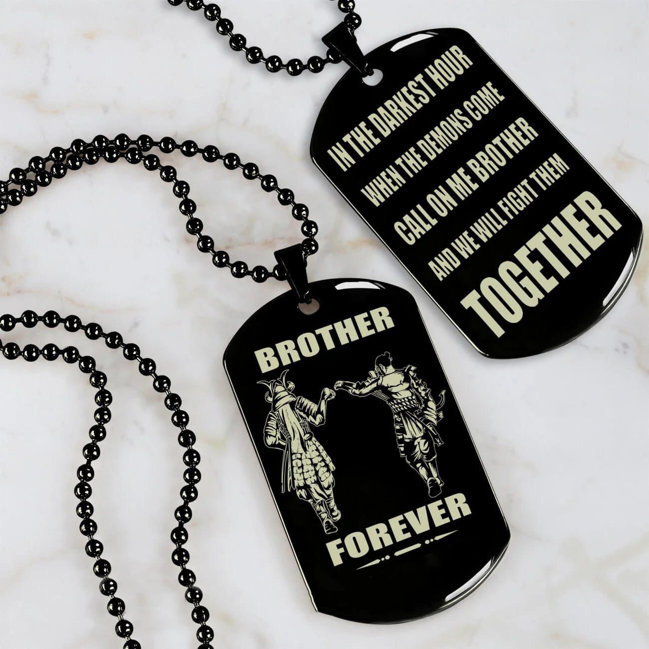 Viking Engraved Dog Tag - Double Sided Brother Forever Gift