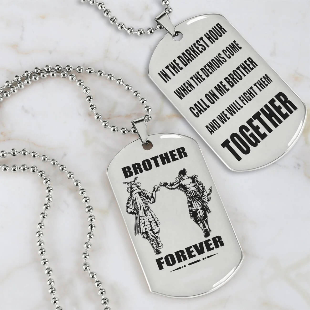 Viking Engraved Dog Tag - Double Sided Brother Forever Gift
