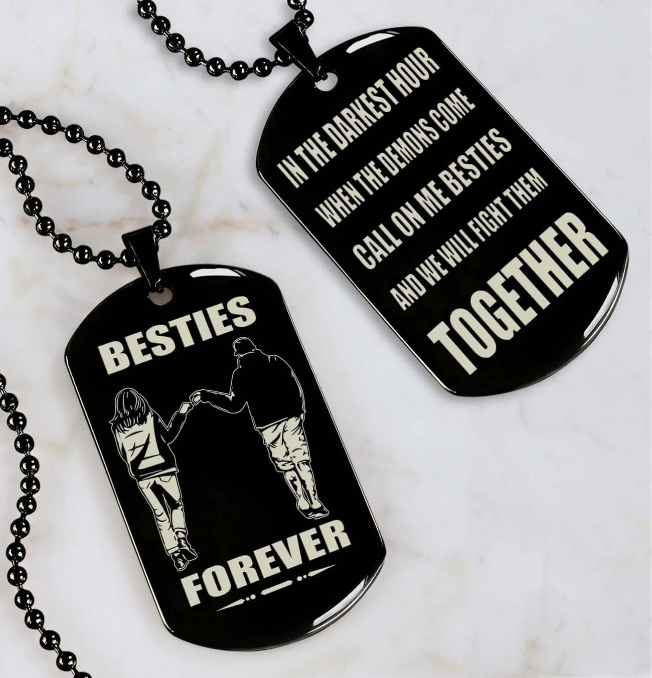 Viking Engraved Dog Tag - Double Sided Brother Forever Gift