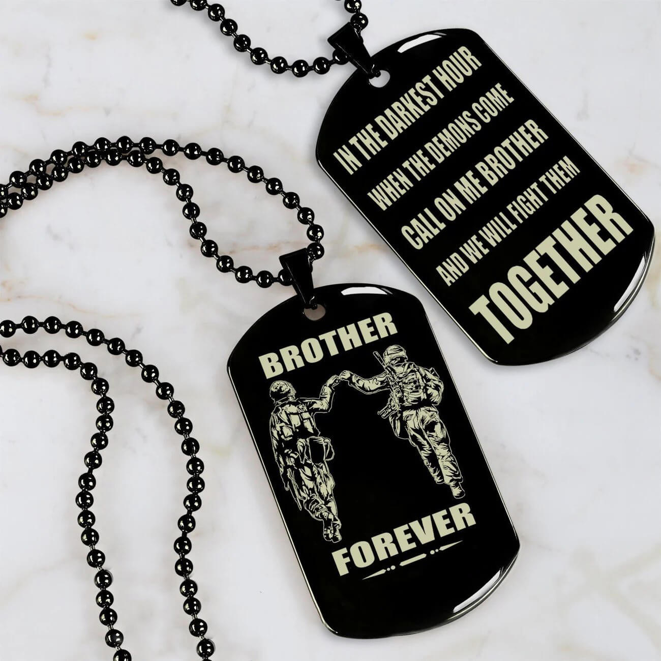 Viking Engraved Dog Tag - Double Sided Brother Forever Gift
