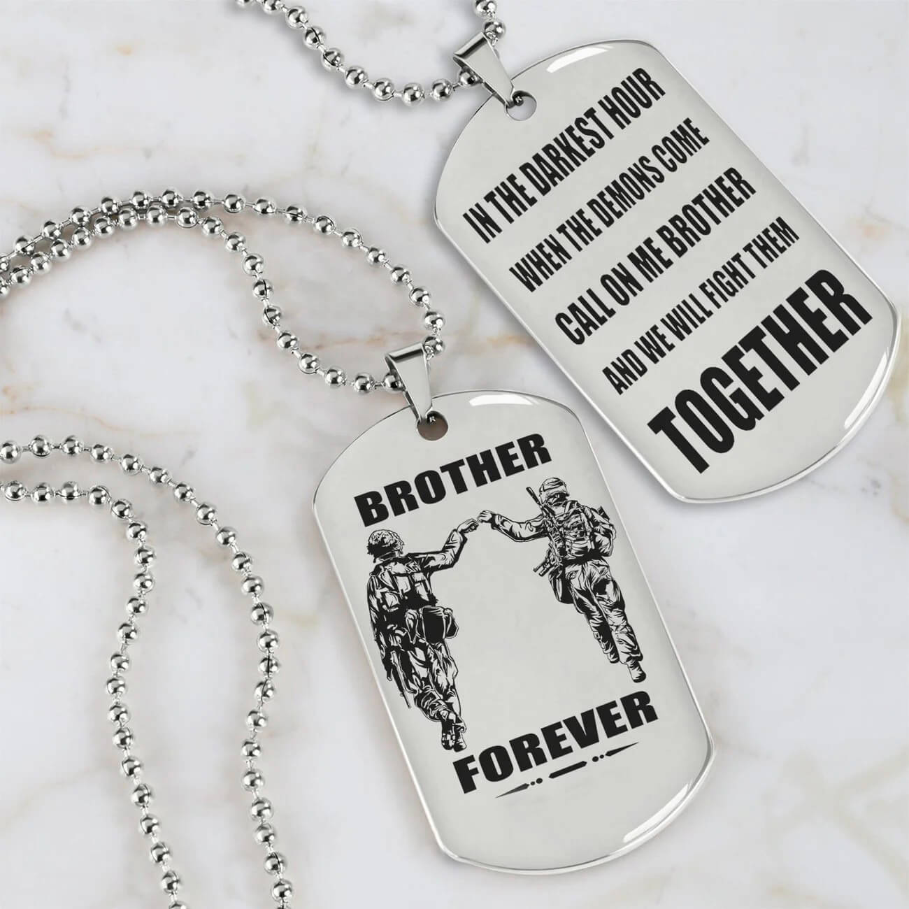 Viking Engraved Dog Tag - Double Sided Brother Forever Gift