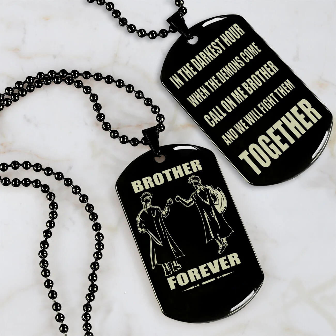 Viking Engraved Dog Tag - Double Sided Brother Forever Gift