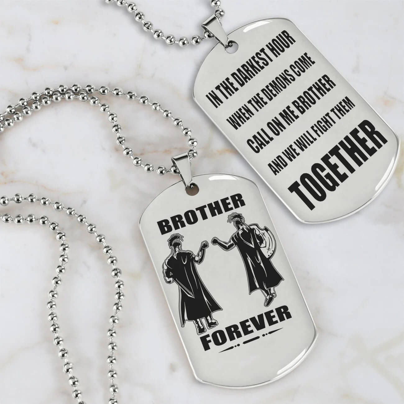 Viking Engraved Dog Tag - Double Sided Brother Forever Gift