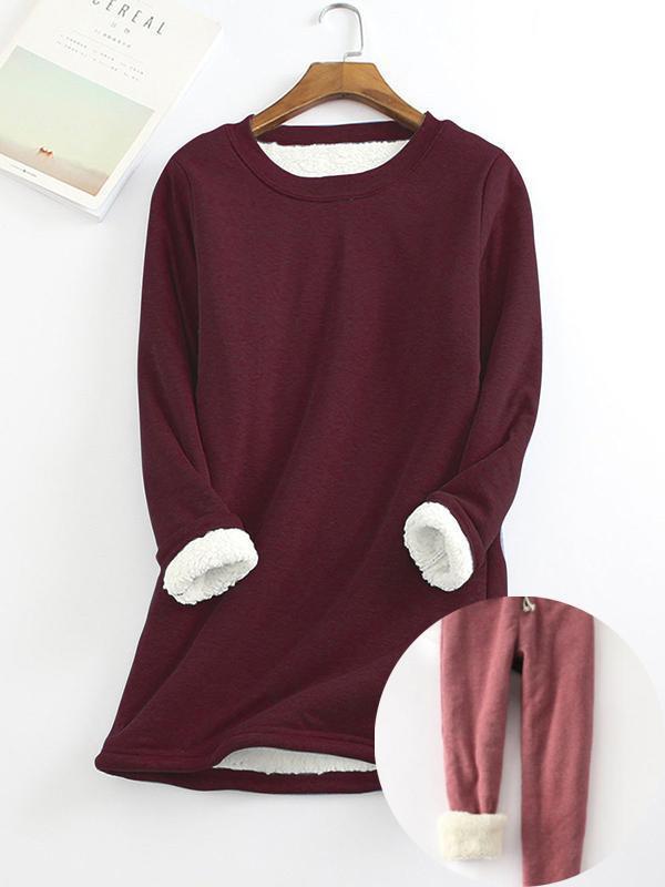New Casual Cotton Round Neck Solid Sweatshirt & Pants Set