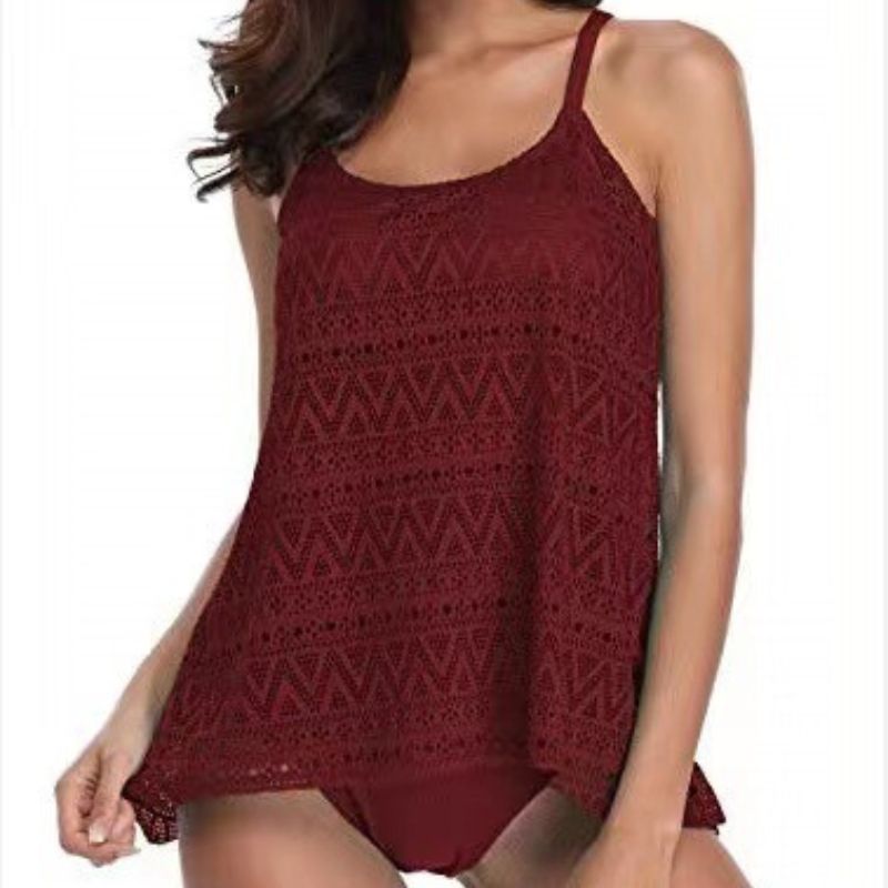 Vacation Solid Color Lace Tarkini
