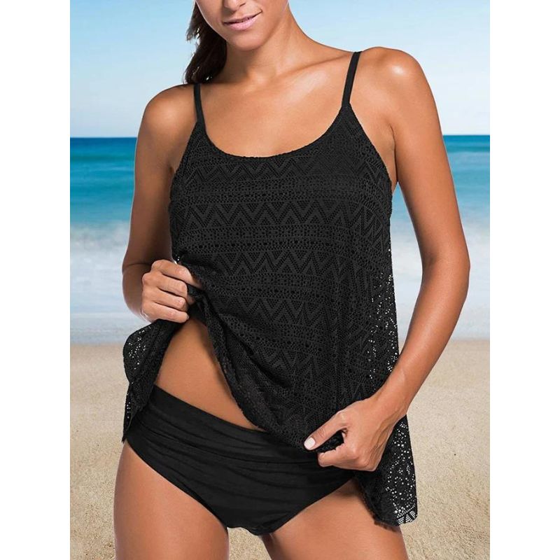 Vacation Solid Color Lace Tarkini