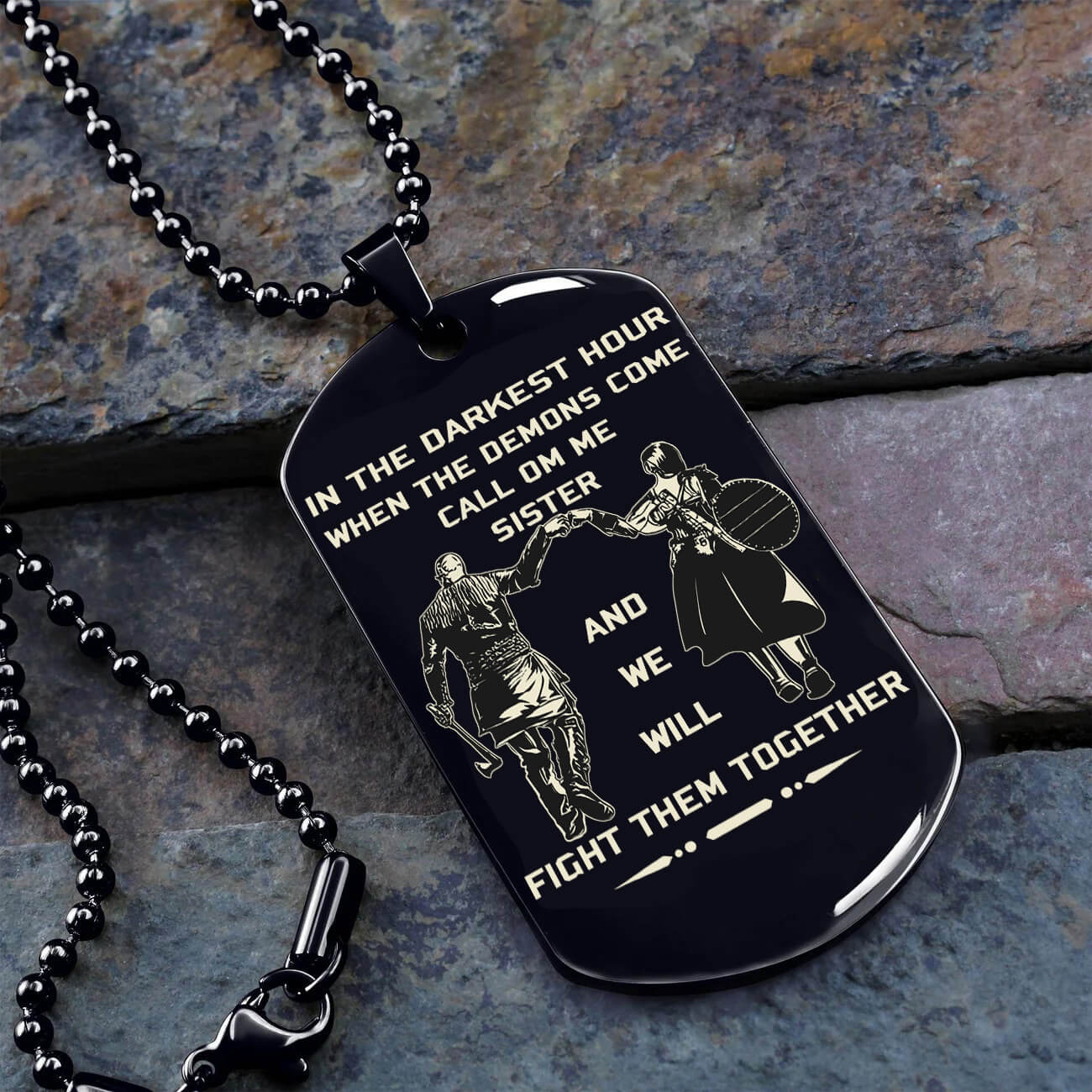 Viking Engraved Dog Tag - Double Sided Brother Forever Gift