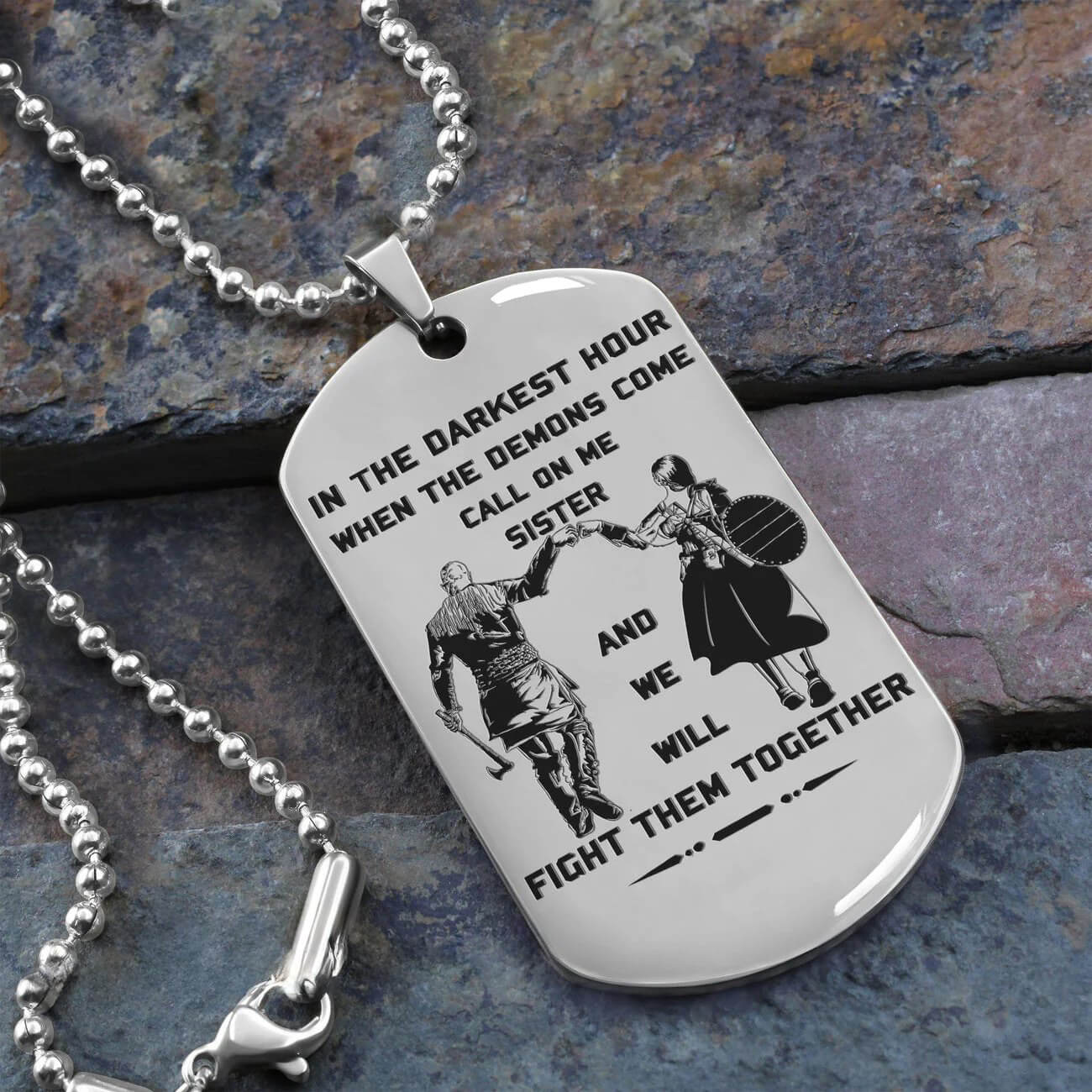 Viking Engraved Dog Tag - Double Sided Brother Forever Gift