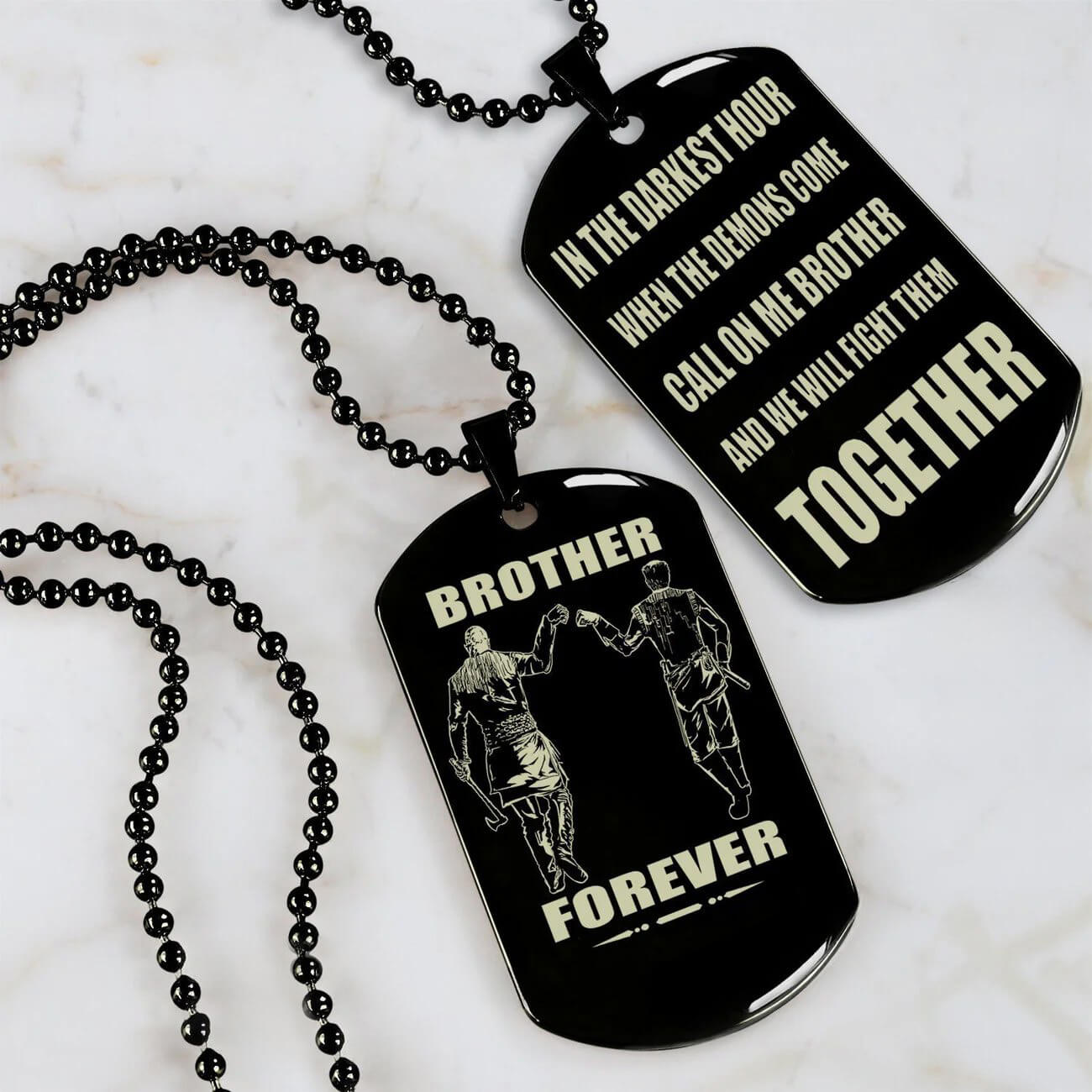 Viking Engraved Dog Tag - Double Sided Brother Forever Gift