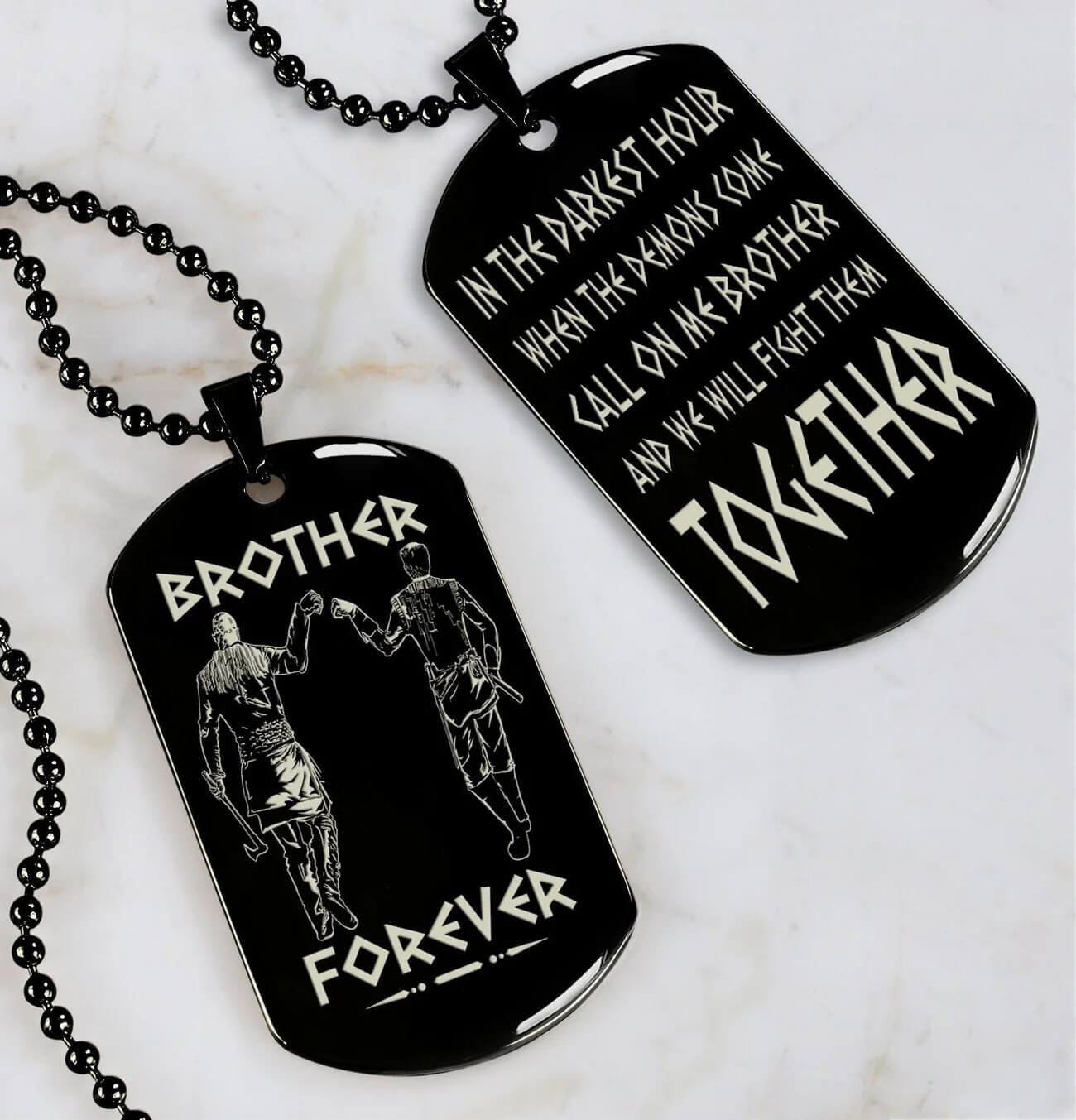 Viking Engraved Dog Tag - Double Sided Brother Forever Gift