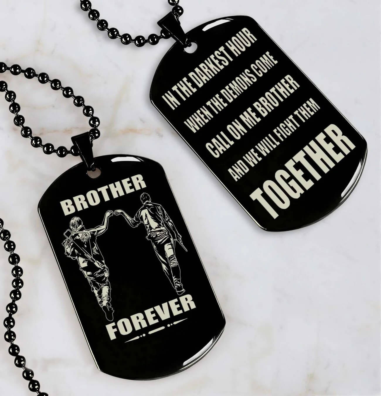 Viking Engraved Dog Tag - Double Sided Brother Forever Gift