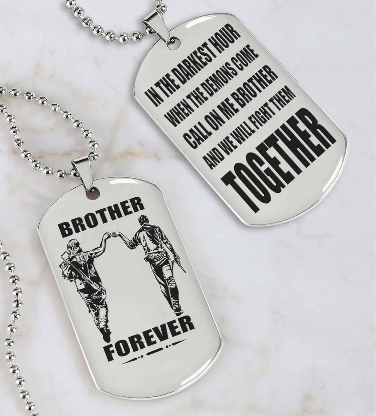 Viking Engraved Dog Tag - Double Sided Brother Forever Gift