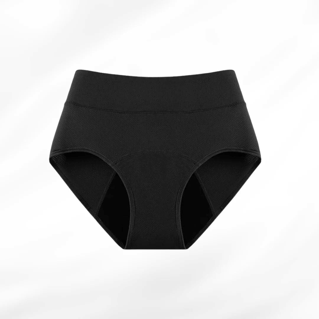 Women’s High Waisted Underwear with Wide Waistband – Full Coverage Thick Supportive Briefs - Midnight Noir