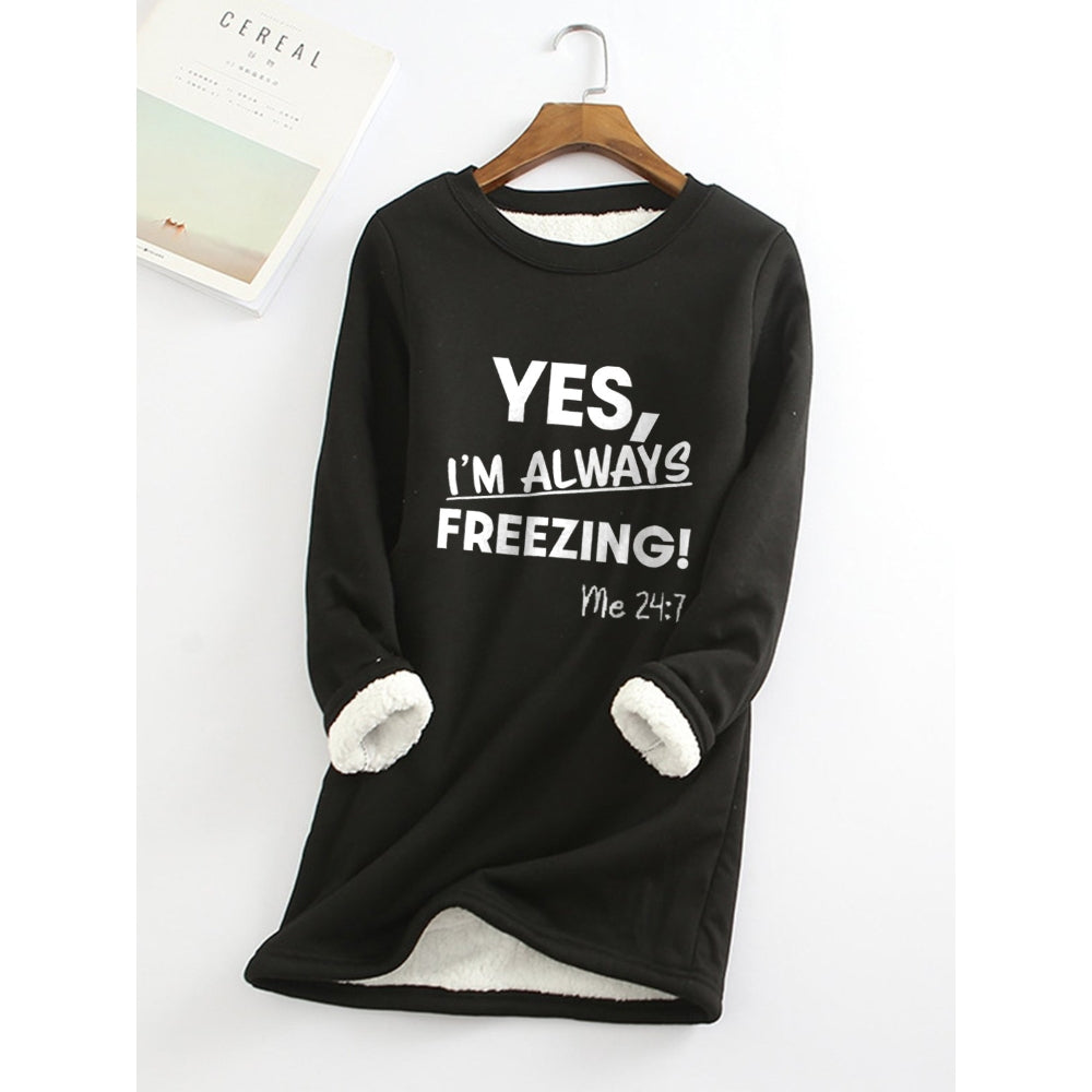 Women's Sweatshirt Pullover Fleece Teddy Fuzzy Letter Casual Long Sleeve Top