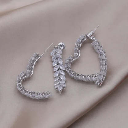 Crystal Heart Zircon Earrings