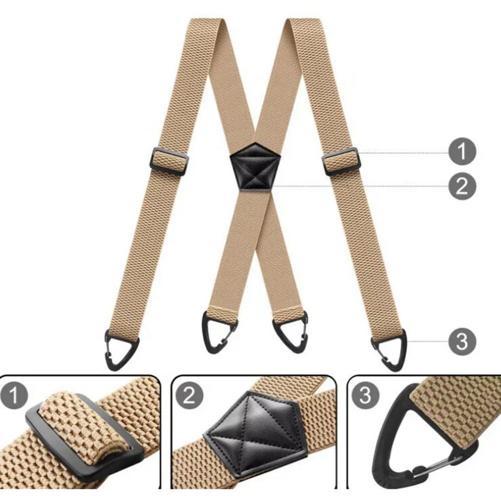 Men's Adjustable Suspenders - X-Back / Y-Back Styles with Hook Clips