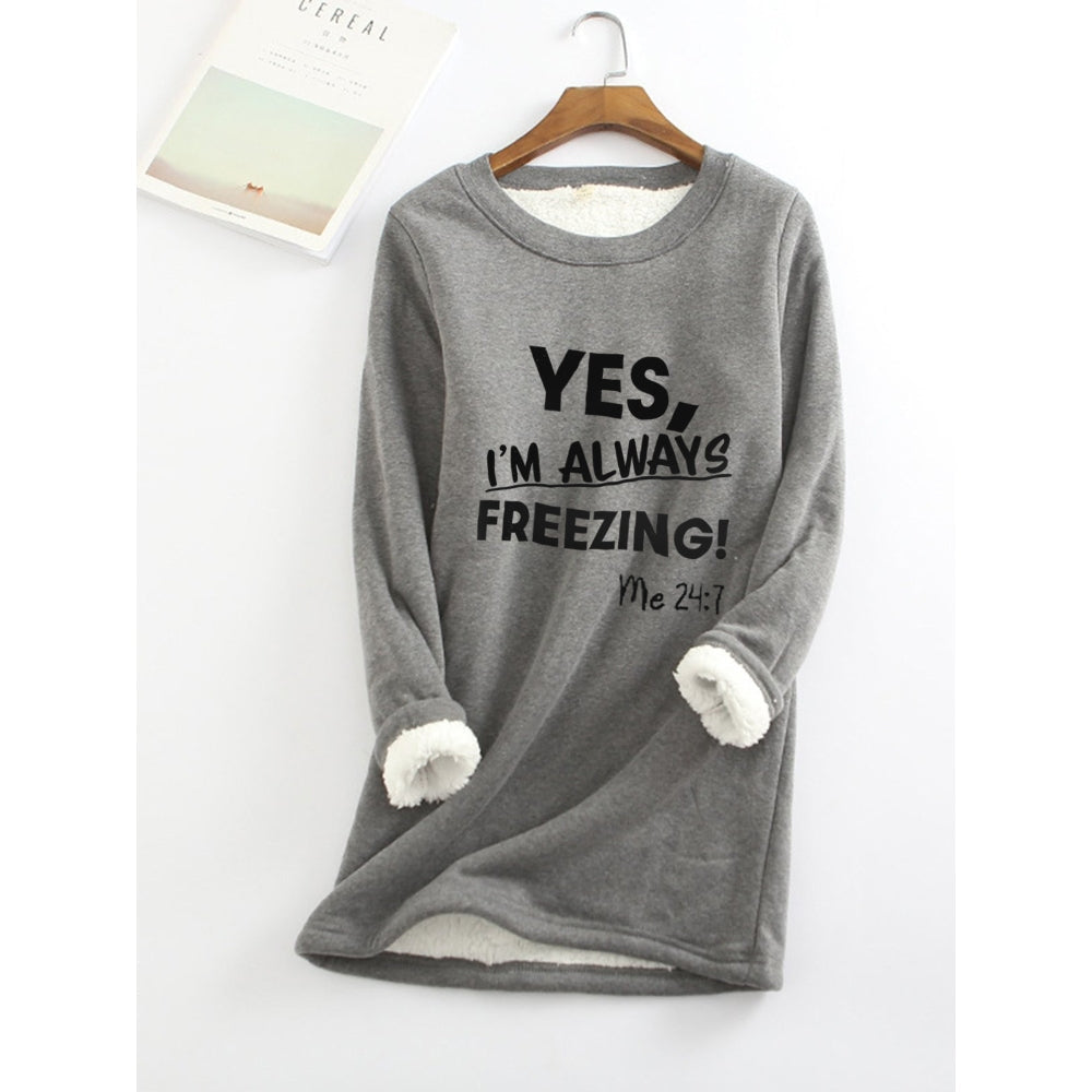 Women's Sweatshirt Pullover Fleece Teddy Fuzzy Letter Casual Long Sleeve Top