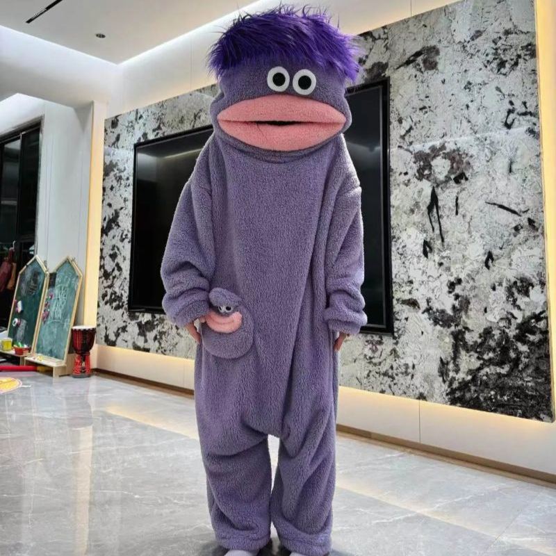 Funny Monster Hooded Fleece Robe for Adults