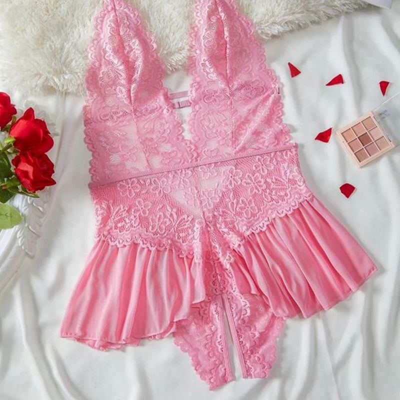 Women's Sexy Solid Color Lace Pajamas
