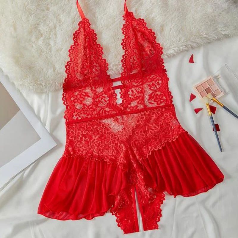 Women's Sexy Solid Color Lace Pajamas