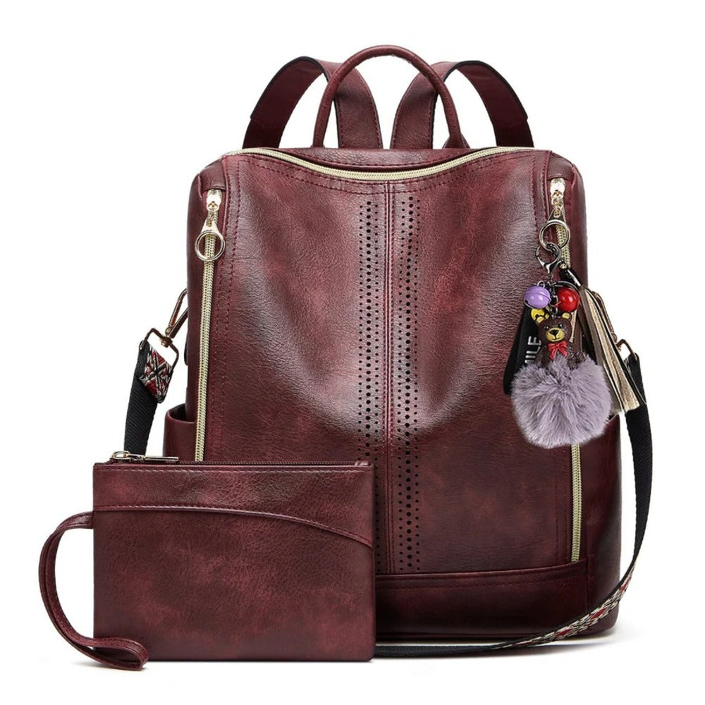 Luxury Leather 2-in-1 Convertible Backpack + Free Pouch