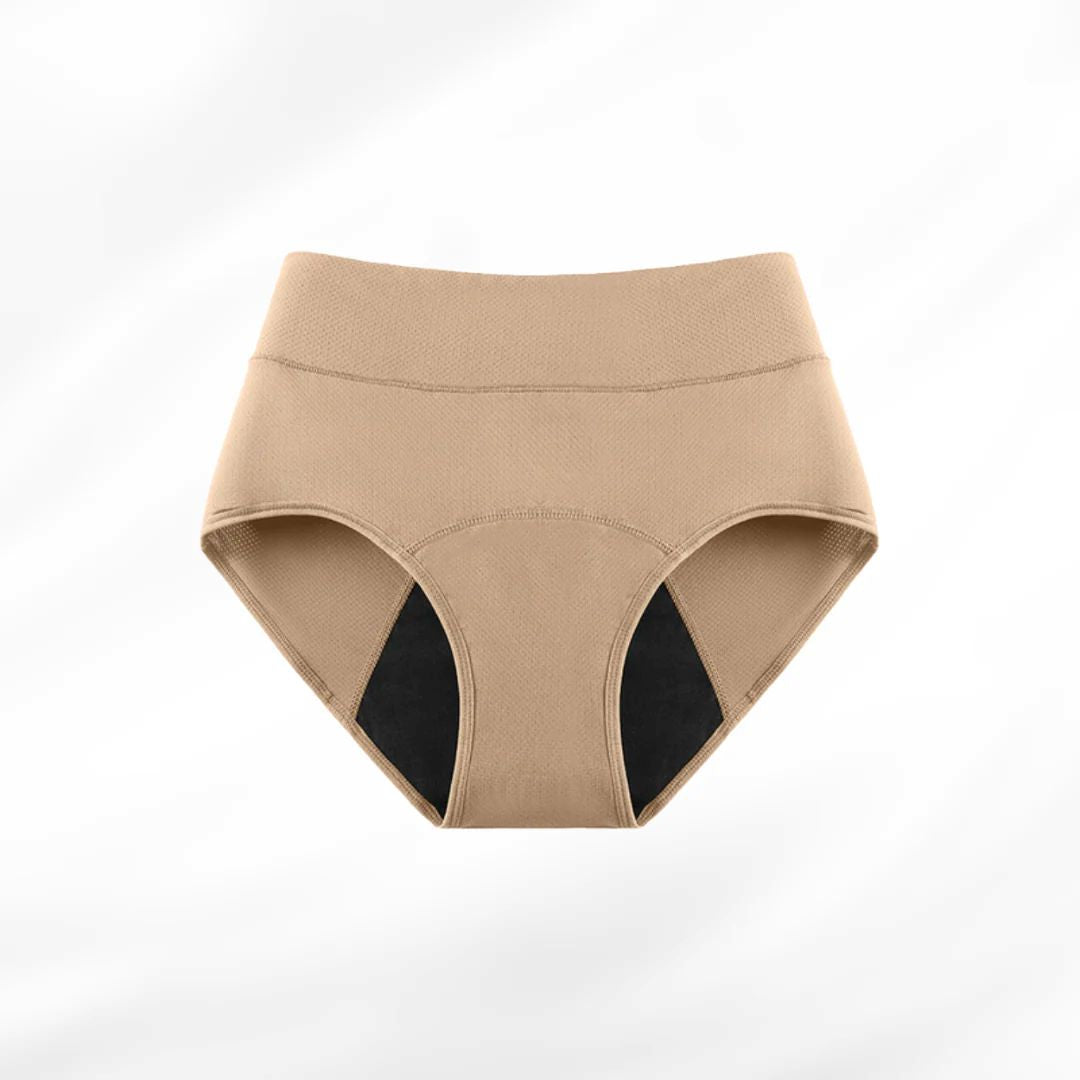 Women’s High Waisted Underwear with Wide Waistband – Full Coverage Thick Supportive Briefs - Golden Sand