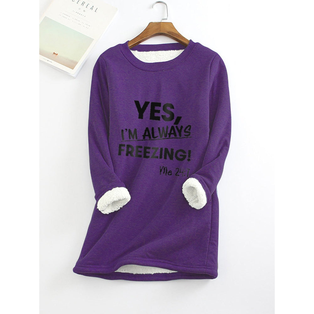 Women's Sweatshirt Pullover Fleece Teddy Fuzzy Letter Casual Long Sleeve Top