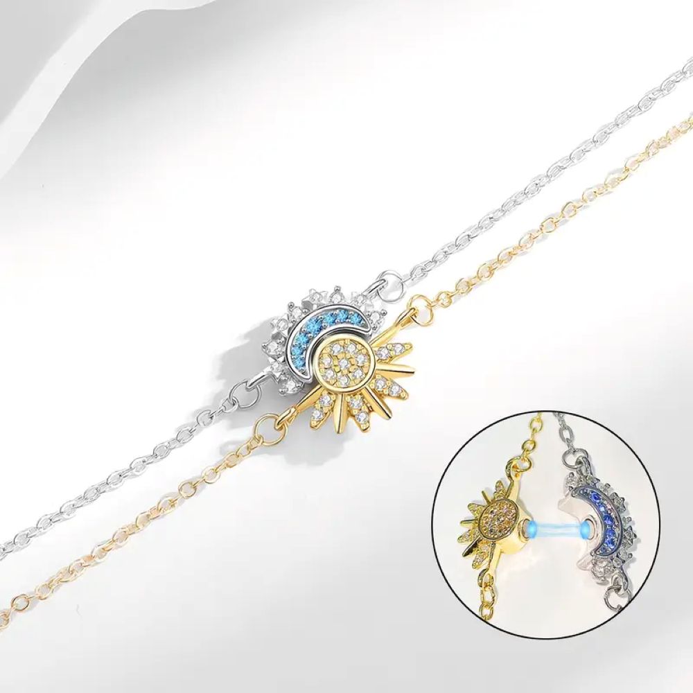 Sun & Moon Matching Bracelet Set - Stackable Celestial Charm Bracelets
